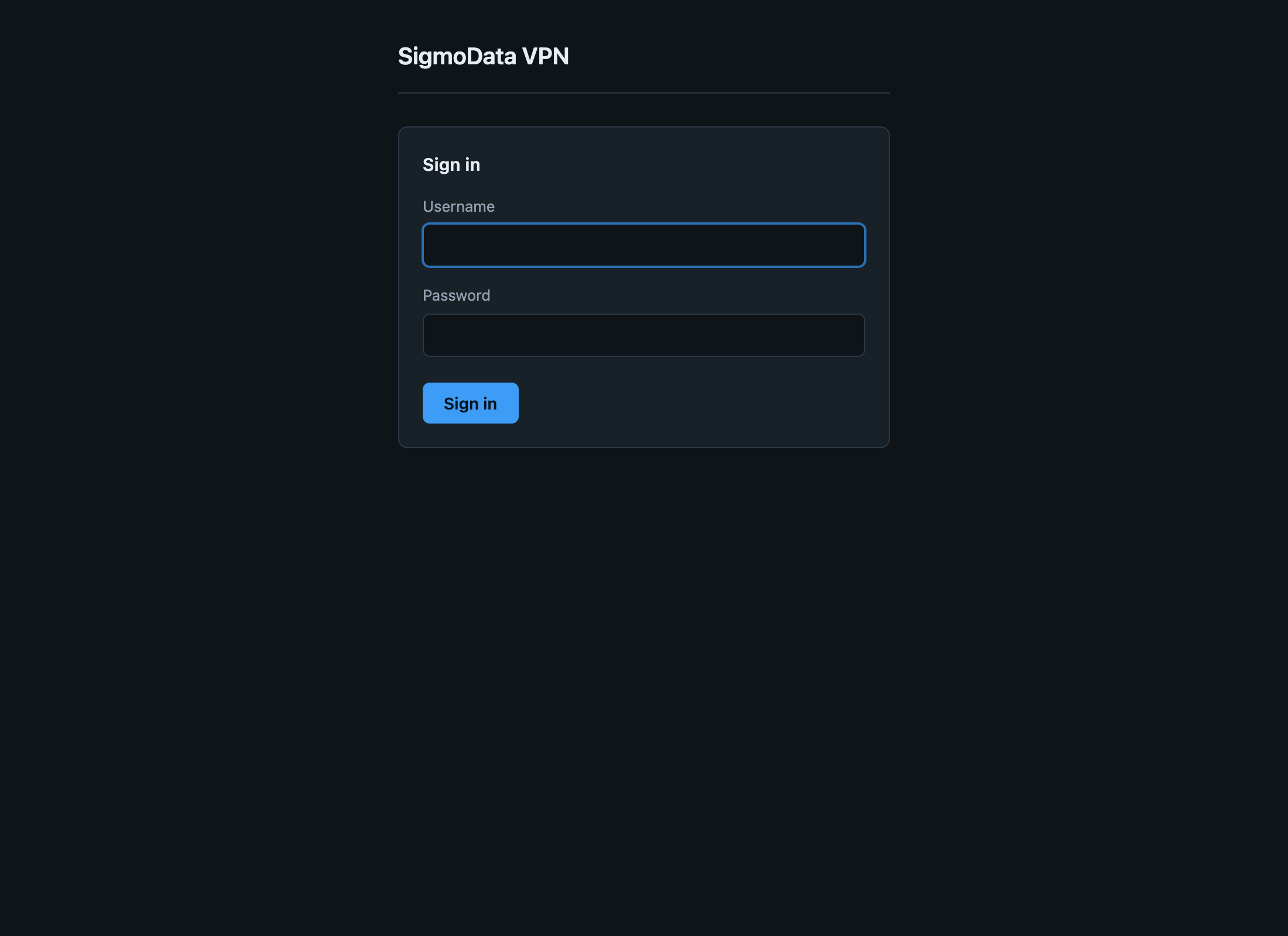Sign-in page with username and password